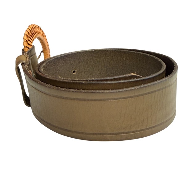 Linea Pelle Women\'s Belt Genuine‎ Brown Leather Braided Buckle Medium